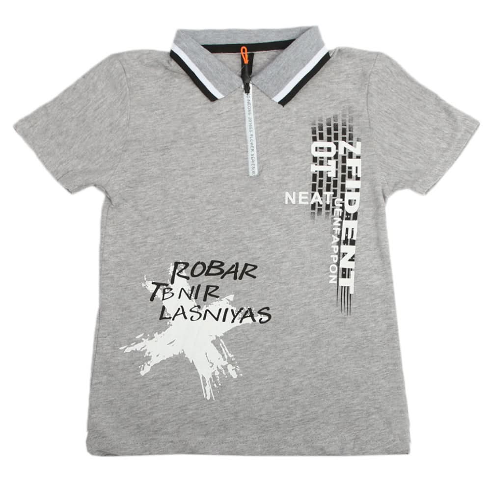 Boys Half Sleeves Polo T-Shirt - Grey, Boys T-Shirts, Chase Value, Chase Value