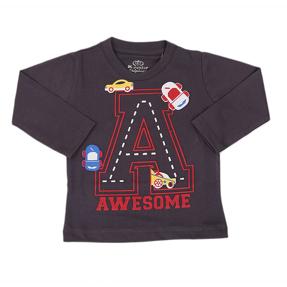 Boys Full Sleeves T-Shirt - Grey, Kids, Boys T-Shirts, Chase Value, Chase Value