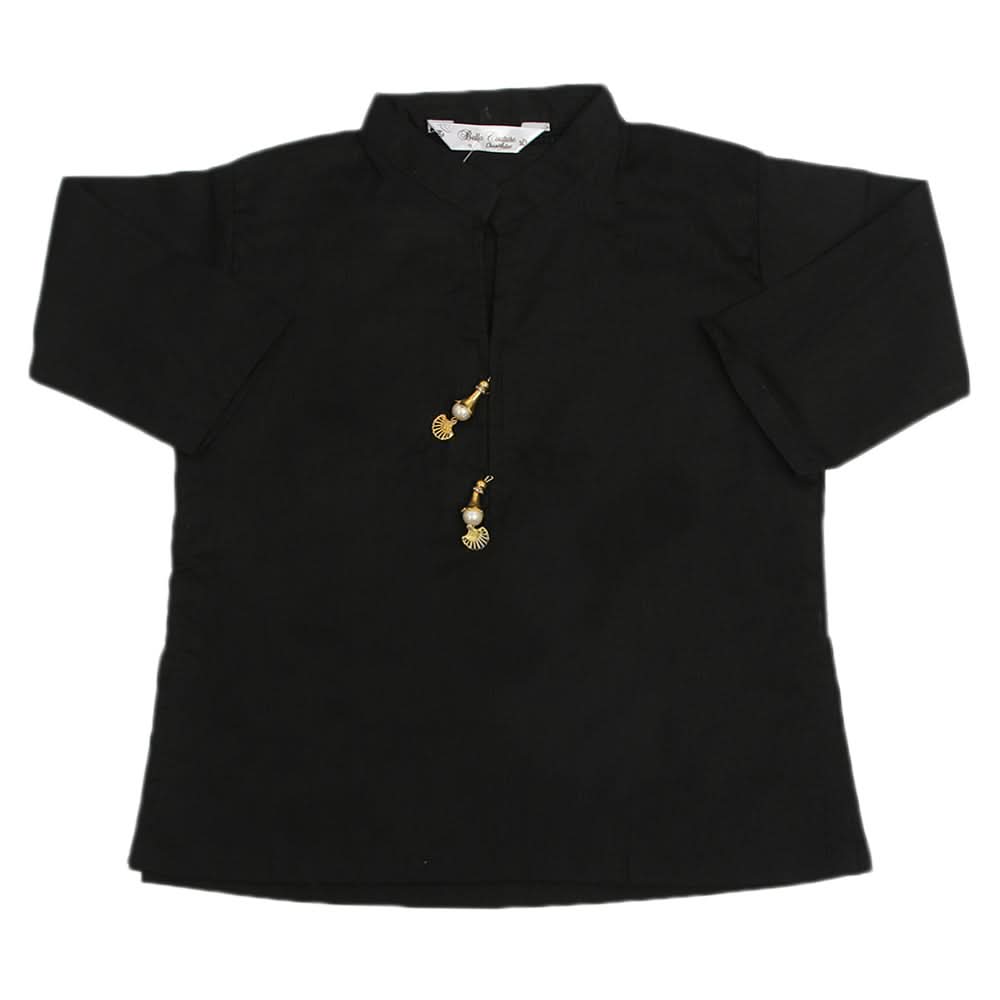 Girls Basic Dobby Kurti - Black, Girls Kurti, Chase Value, Chase Value