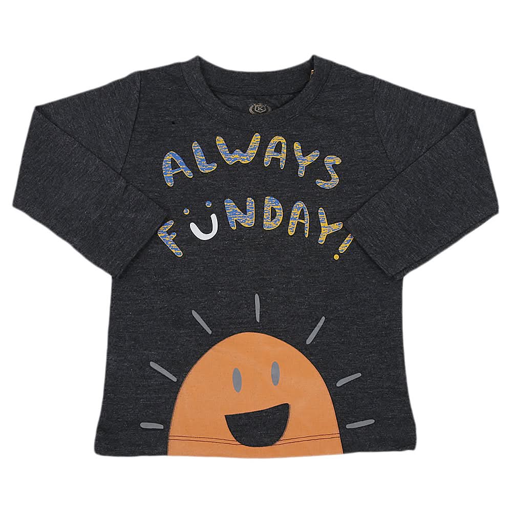 Boys Full Sleeves T-Shirt - Dark Grey, Kids, Boys T-Shirts, Chase Value, Chase Value