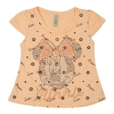 Girls Half Sleeves T-Shirt - Peach, Kids, Girls T-Shirts, Chase Value, Chase Value