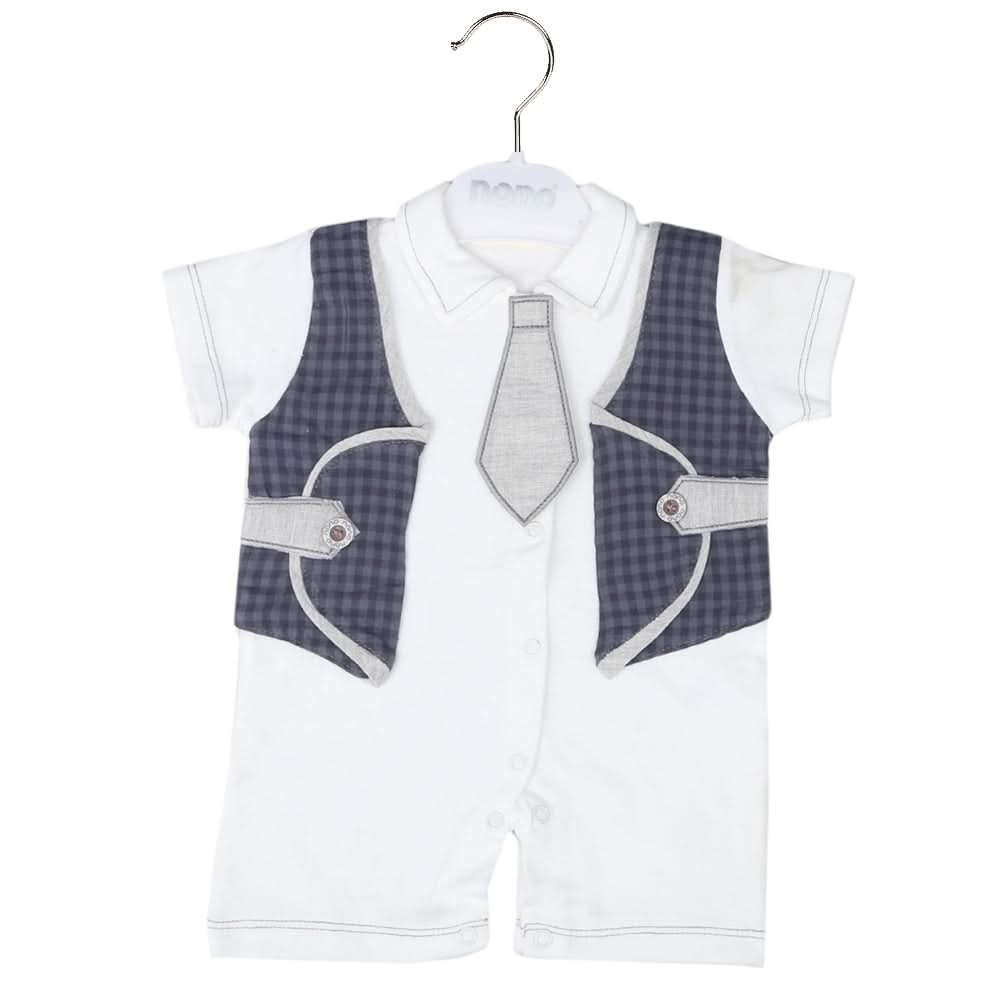 Newborn Boys Half Sleeves Romper - Grey, Kids, Newborn Boys Rompers, Chase Value, Chase Value