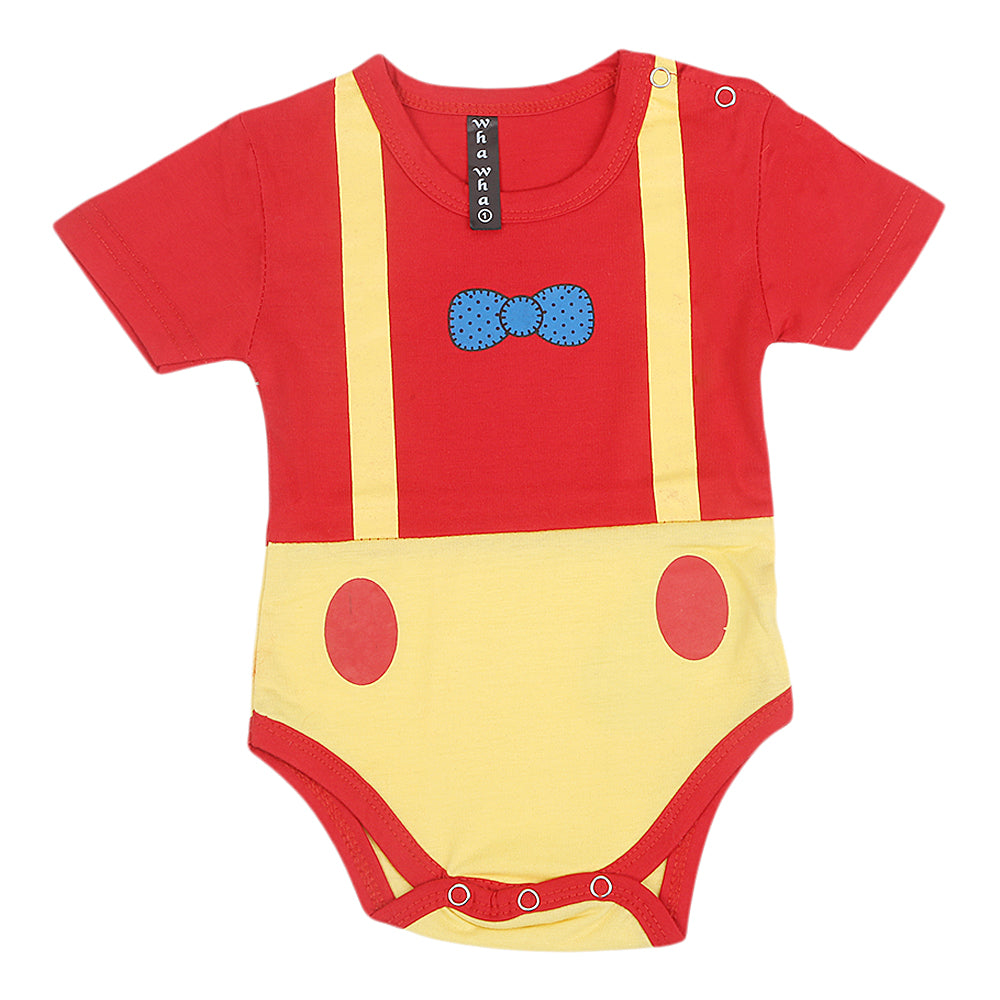 Newborn Girls Half Sleeves Romper - Red, Kids, Newborn Girls Rompers, Chase Value, Chase Value