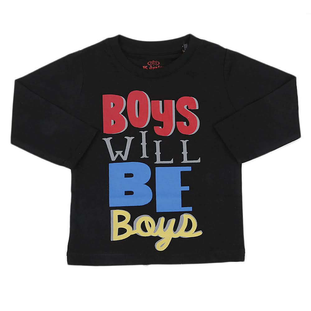 Boys Full Sleeves T-Shirt - Black, Kids, Boys T-Shirts, Chase Value, Chase Value