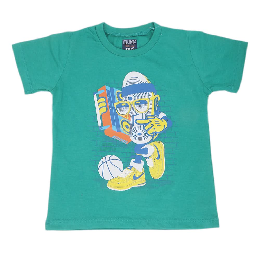 Boys Printed Half Sleeves T-Shirt 4736 - Green, Kids, Boys T-Shirts, Chase Value, Chase Value