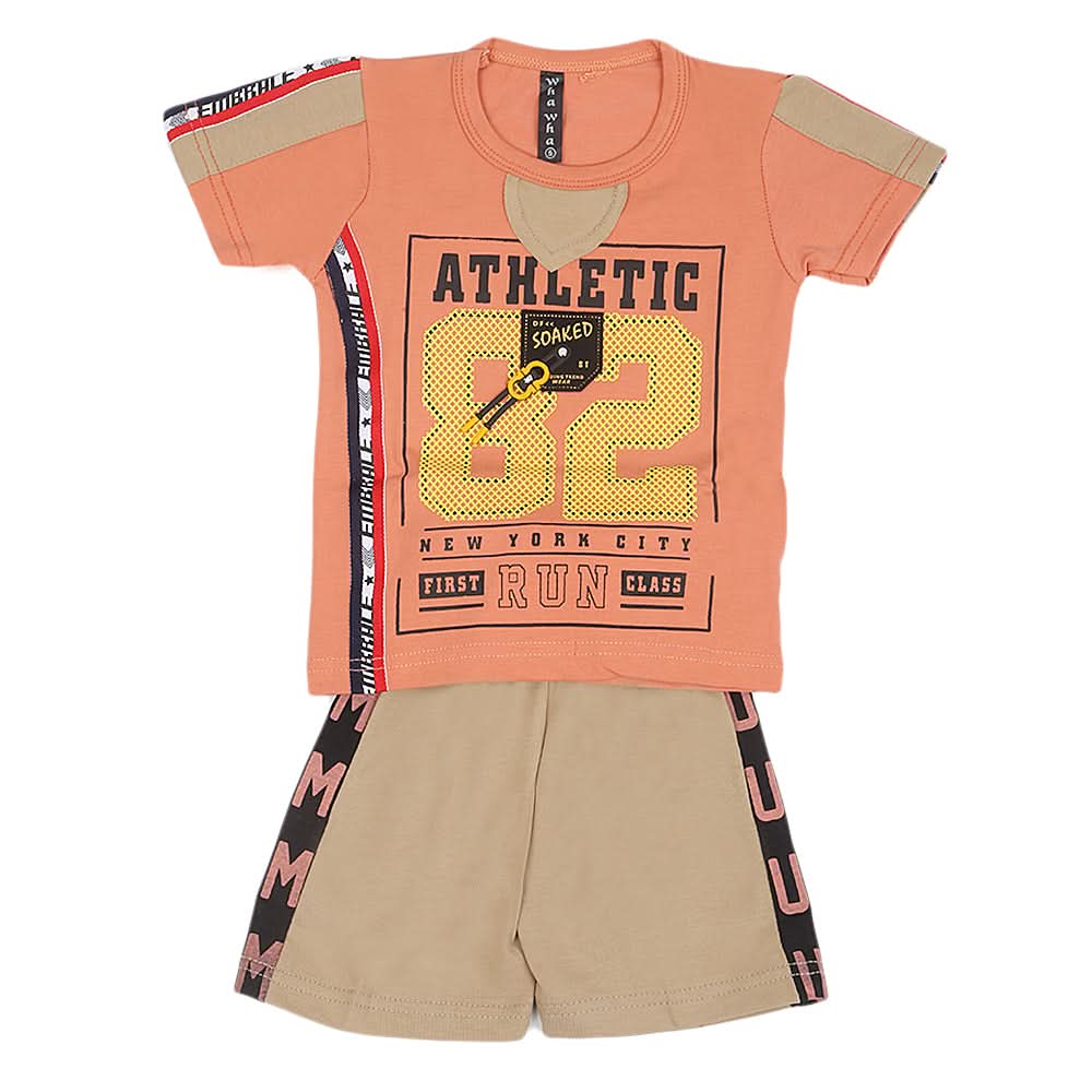 Boys Half Sleeves Suit - Peach, Kids, Boys Sets And Suits, Chase Value, Chase Value