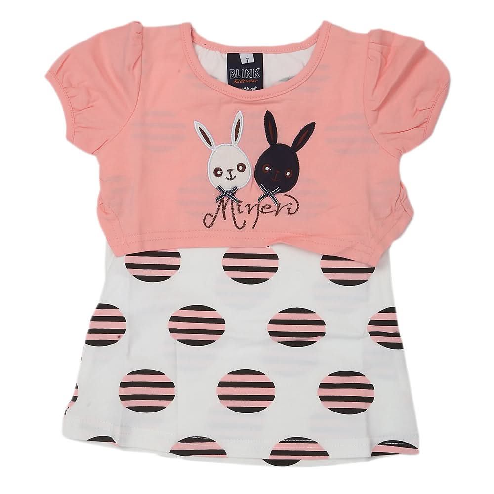 Girls Half Sleeves T-Shirt A08 - Peach, Kids, Girls T-Shirts, Chase Value, Chase Value