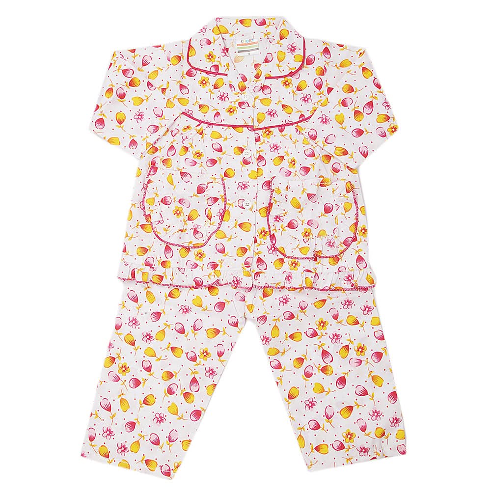 Girl's Full Sleeves Night Suit - Dark Pink, Kids, Girls Sets And Suits, Chase Value, Chase Value