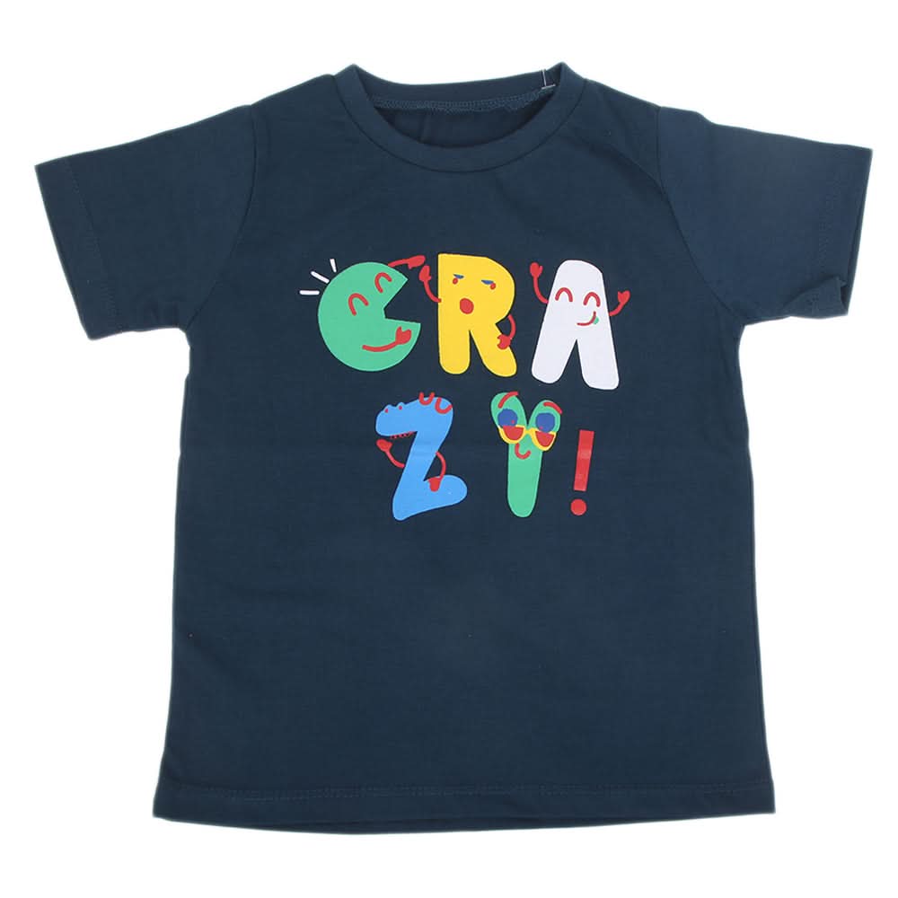 Boys Printed Half Sleeves T-Shirt 4728 - Steel Blue, Kids, Boys T-Shirts, Chase Value, Chase Value