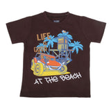 Boys Printed Half Sleeves T-Shirt 4751 - Dark Brown, Kids, Boys T-Shirts, Chase Value, Chase Value