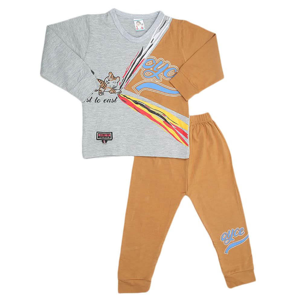 Boys Full Sleeves Suit - Grey Brown, Kids, Boys Sets And Suits, Chase Value, Chase Value