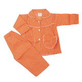 Girl's Full Sleeves Night Suit - Orange, Kids, Girls Sets And Suits, Chase Value, Chase Value