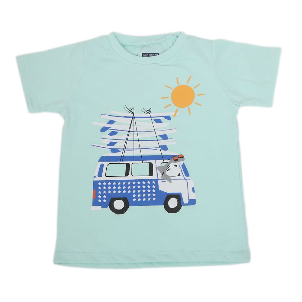 Boys Printed Half Sleeves T-Shirt 4740 - Cyan, Kids, Boys T-Shirts, Chase Value, Chase Value