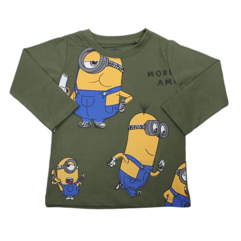 Boys Full Sleeves T-Shirt - Olive Green, Kids, Boys T-Shirts, Chase Value, Chase Value