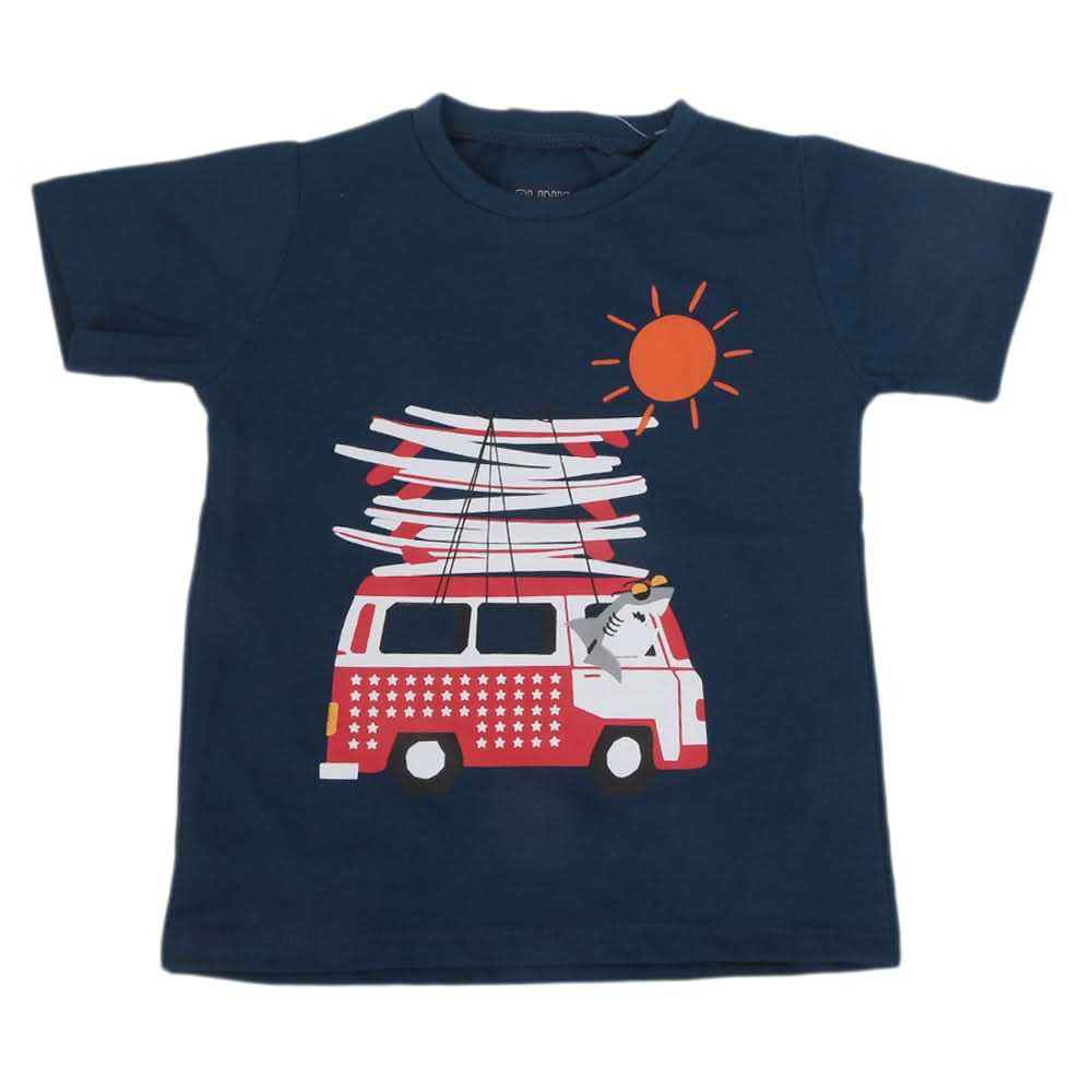 Boys Printed Half Sleeves T-Shirt 4740 - Steel Blue, Kids, Boys T-Shirts, Chase Value, Chase Value