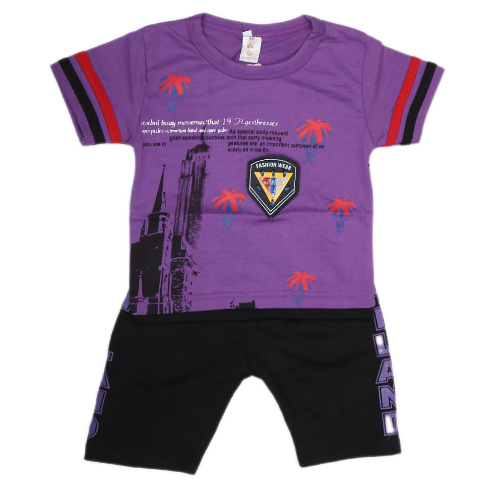 Boys Half Sleeves Suit - Purple, Kids, Boys Sets And Suits, Chase Value, Chase Value