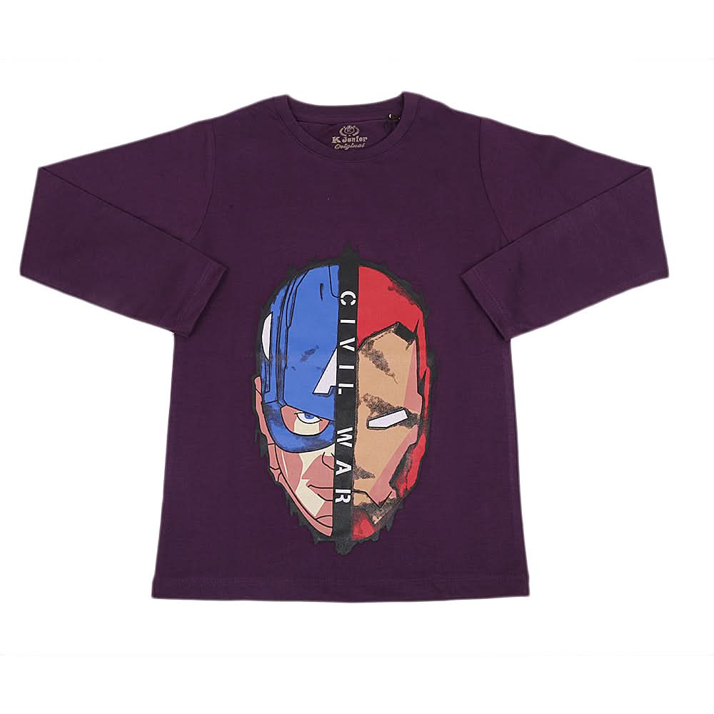 Boys Full Sleeves T-Shirt - Purple, Kids, Boys T-Shirts, Chase Value, Chase Value