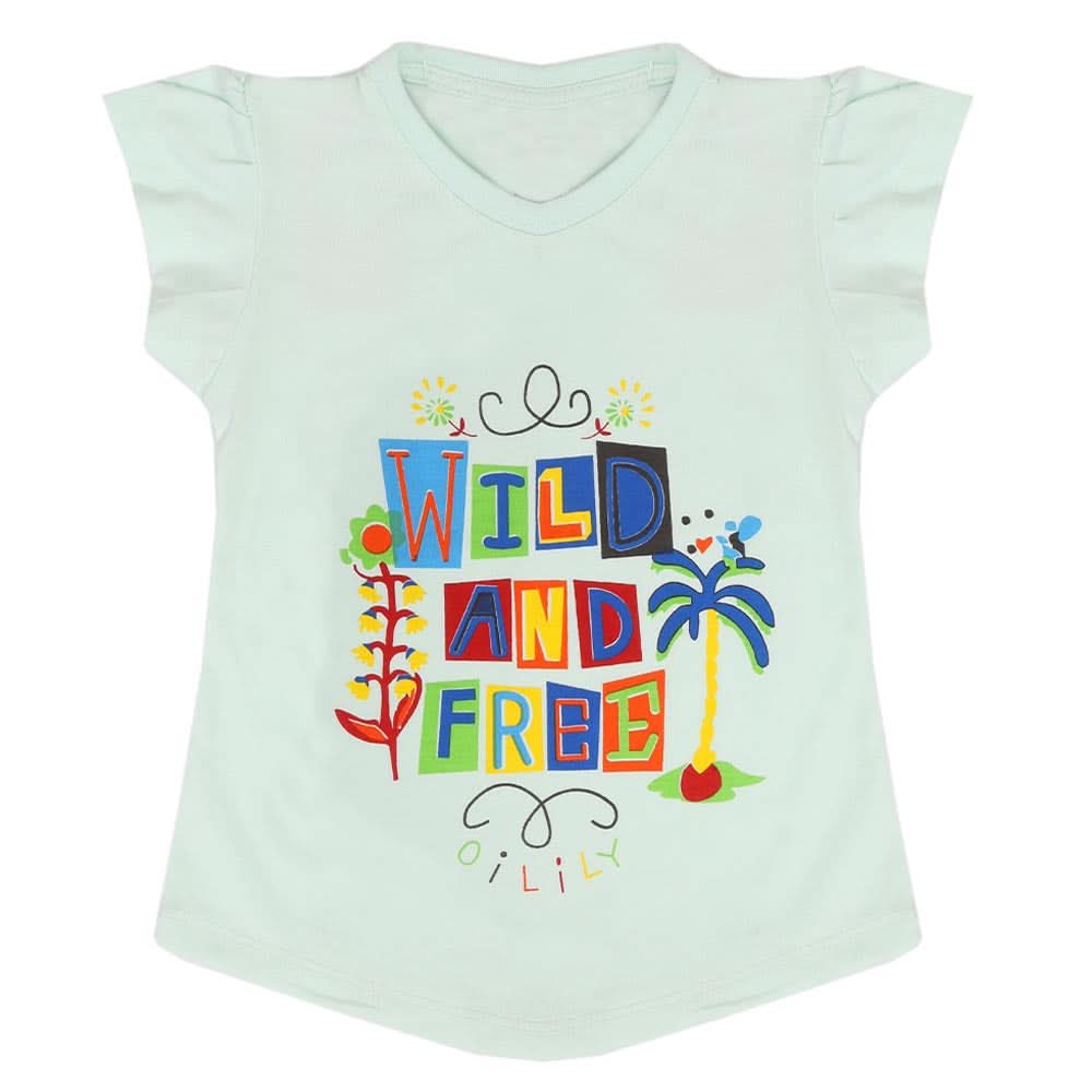 Girls Half Sleeves T-Shirt - Light Green, Girls T-Shirts, Chase Value, Chase Value