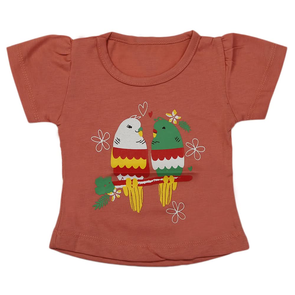 Newborn Girls Half Sleeves T-Shirt - Tea Pink, Kids, Newborn Girls T-Shirts, Chase Value, Chase Value