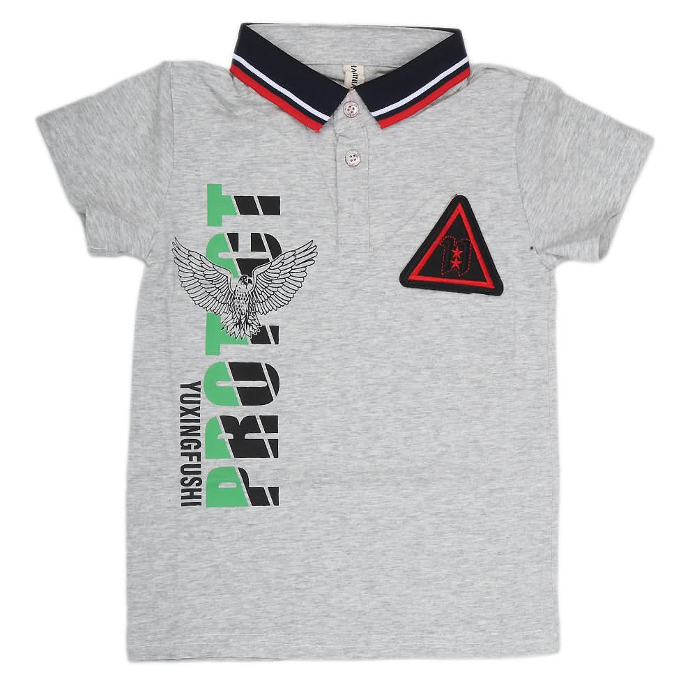 Boys Half Sleeves Polo T-Shirt - Grey, Kids, Boys T-Shirts, Chase Value, Chase Value