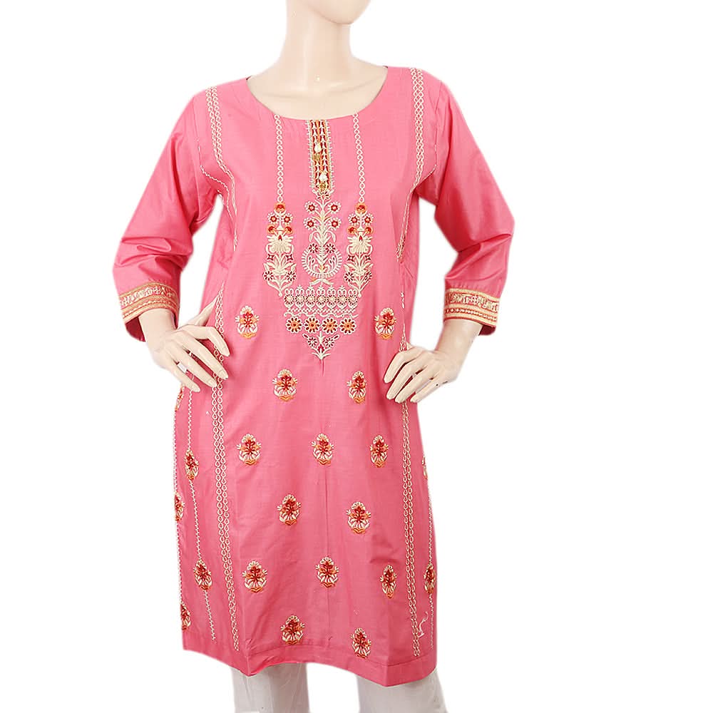 Women's Embroidered Kurti 31 - Pink, Women, Ready Kurtis, Chase Value, Chase Value