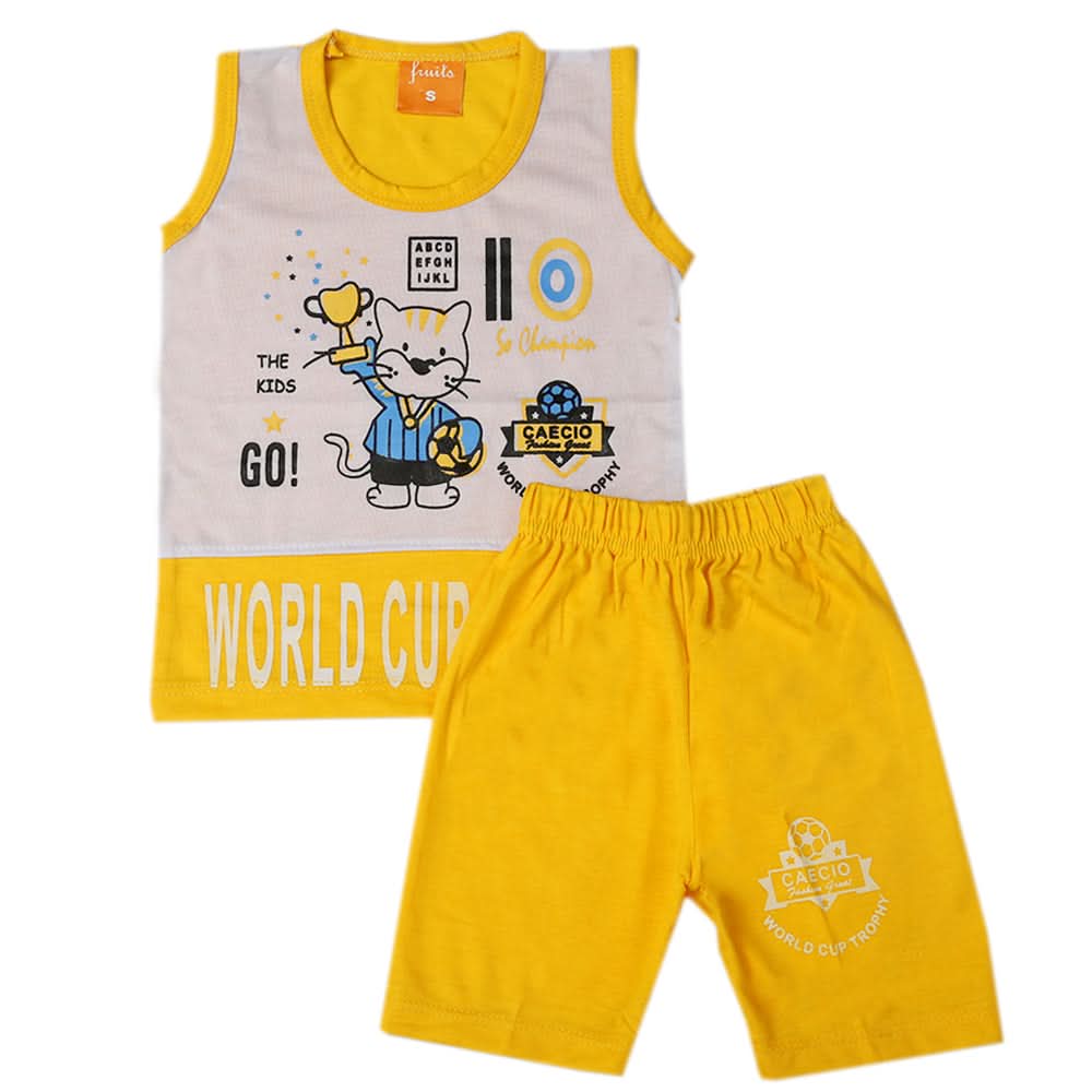 Boys Half Sleeves Sando Suit - Yellow, Kids, Boys Sets And Suits, Chase Value, Chase Value