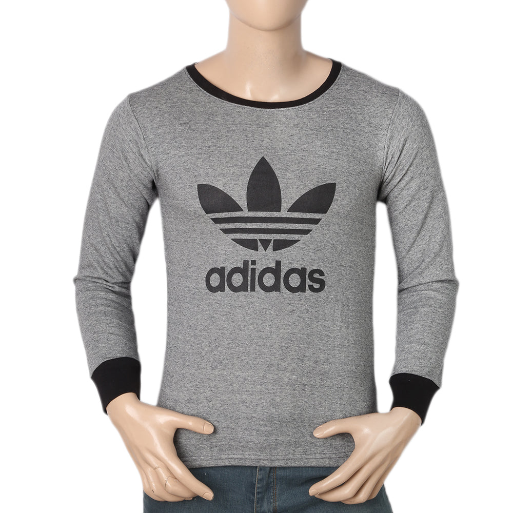 Men's Full Sleeves Printed T-Shirt - Grey, Men, T-Shirts And Polos, Chase Value, Chase Value