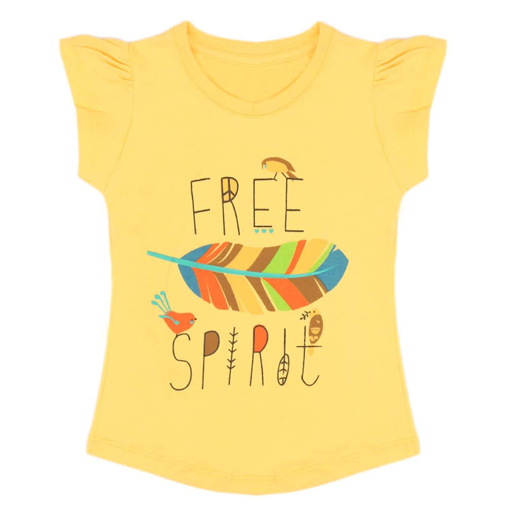 Girls Half Sleeves T-Shirt - Yellow, Girls T-Shirts, Chase Value, Chase Value