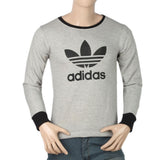 Men's Full Sleeves Printed T-Shirt - Light Grey, Men, T-Shirts And Polos, Chase Value, Chase Value