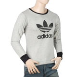 Men's Full Sleeves Printed T-Shirt - Light Grey, Men, T-Shirts And Polos, Chase Value, Chase Value