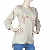 Women's Embroidered Western Top Front Dori Pipen - Beige, Women, T-Shirts And Tops, Chase Value, Chase Value