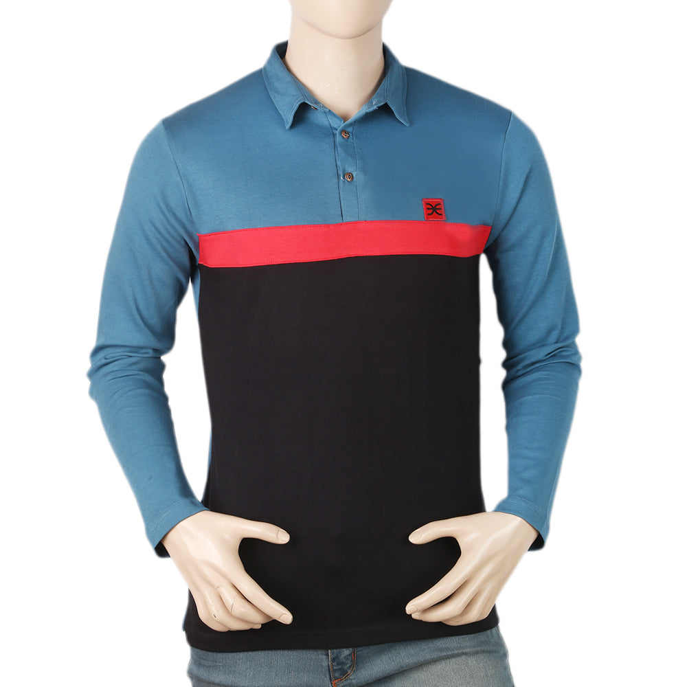 Men's Eminent Full Sleeves Polo T-Shirt - Steel Blue, Men, T-Shirts And Polos, Eminent, Chase Value