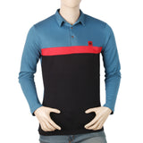 Men's Eminent Full Sleeves Polo T-Shirt - Steel Blue, Men, T-Shirts And Polos, Eminent, Chase Value