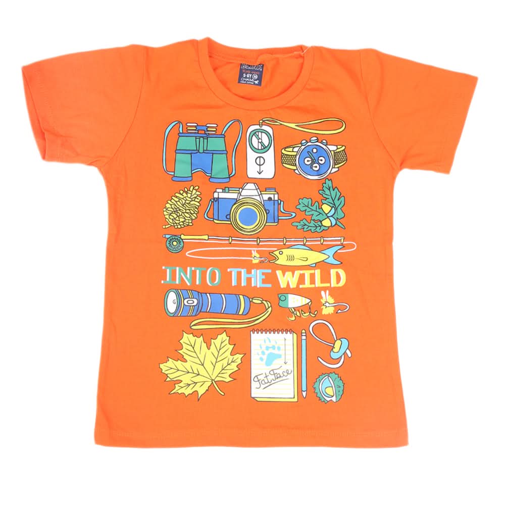 Boys Half Sleeves T-Shirt 3985 - Orange, Kids, Boys T-Shirts, Chase Value, Chase Value