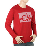Men's Full Sleeves Printed T-Shirt - Red, Men, T-Shirts And Polos, Chase Value, Chase Value