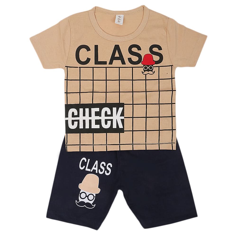 Boys Half Sleeves Short Suit - Brown, Kids, Boys Sets And Suits, Chase Value, Chase Value