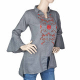 Women's Embroidered Western Top - Dark Grey, Women, T-Shirts And Tops, Chase Value, Chase Value