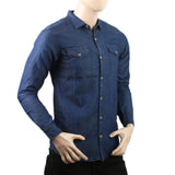 Men's Denim Casual Club Shirt With Flap Y.G 9010-E - Dark Blue, Men, T-Shirts And Polos, Chase Value, Chase Value