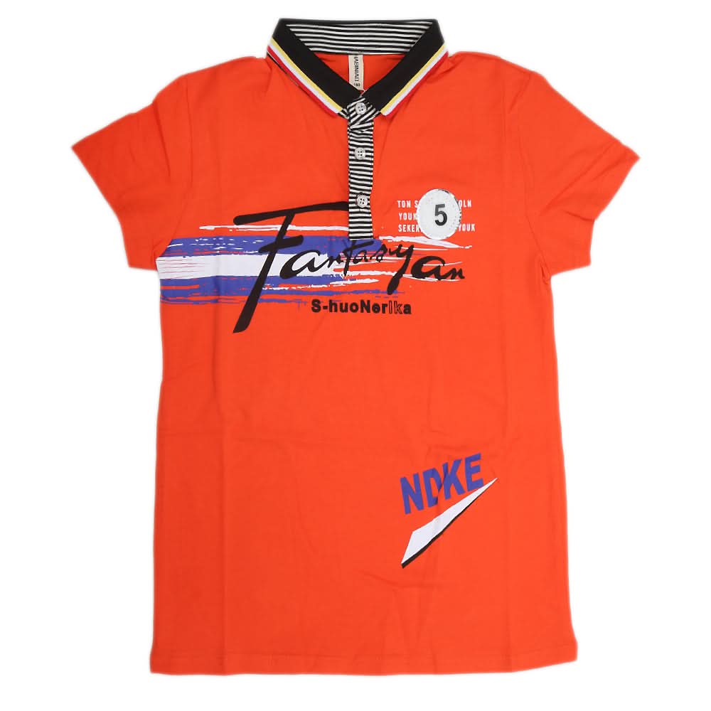 Boys Half Sleeves Polo T-Shirt - Orange, Kids, Boys T-Shirts, Chase Value, Chase Value