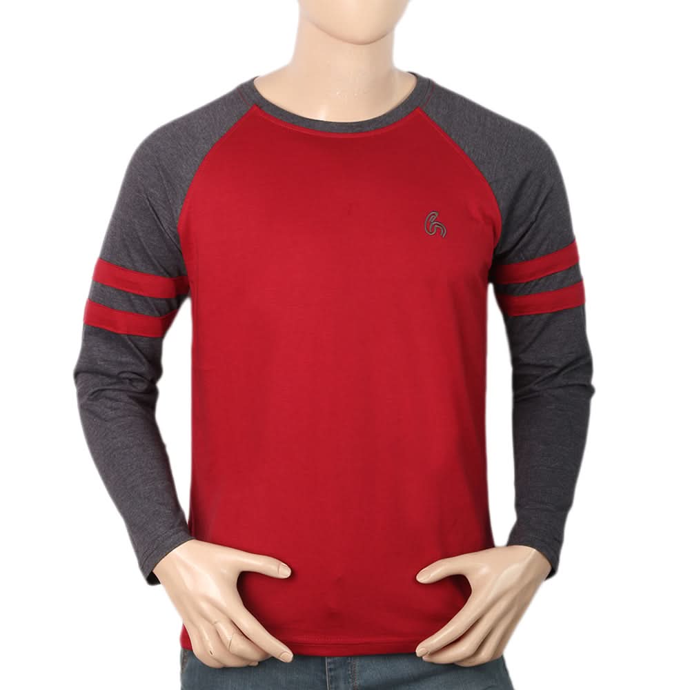 Men's Full Sleeves T-Shirt - Red, Men, T-Shirts And Polos, Chase Value, Chase Value