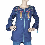 Women's Embroidered Western Top - Blue, Women, T-Shirts And Tops, Chase Value, Chase Value