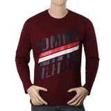 Men's Full Sleeves Printed T-Shirt - Maroon, Men, T-Shirts And Polos, Chase Value, Chase Value