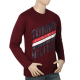 Men's Full Sleeves Printed T-Shirt - Maroon, Men, T-Shirts And Polos, Chase Value, Chase Value