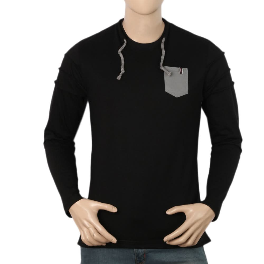 Men's Full Sleeves T-Shirt - Black, Men, T-Shirts And Polos, Chase Value, Chase Value