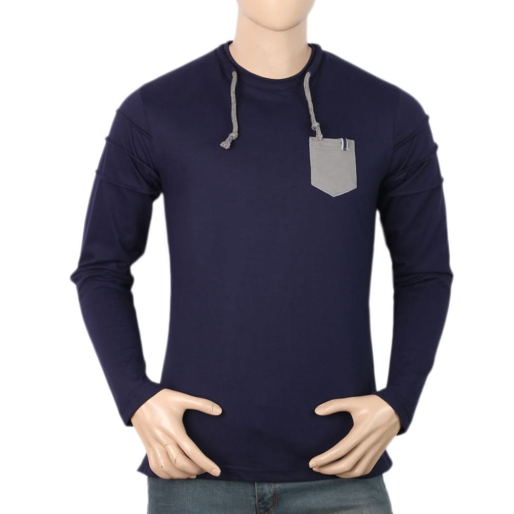 Men's Full Sleeves T-Shirt - Navy Blue, Men, T-Shirts And Polos, Chase Value, Chase Value
