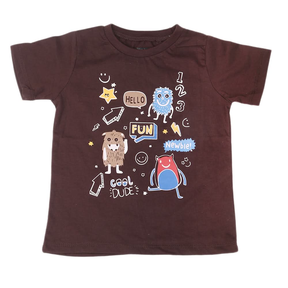 Boys Half Sleeves Jersey T-Shirt 4135 - Brown, Kids, Boys T-Shirts, Chase Value, Chase Value