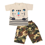 Boys 2 Pcs Suit Half Sleeves - Beige, Kids, Boys Sets And Suits, Chase Value, Chase Value
