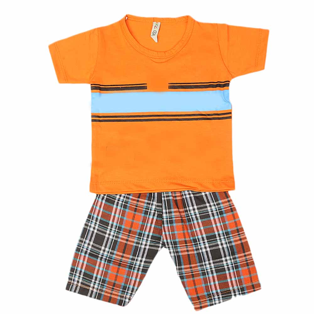 Boys 2 Pcs Suit Half Sleeves - Orange, Kids, Boys Sets And Suits, Chase Value, Chase Value