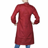 Women's Plain Cotton Kurti Indian Doriya - Maroon, Women, Ready Kurtis, Chase Value, Chase Value