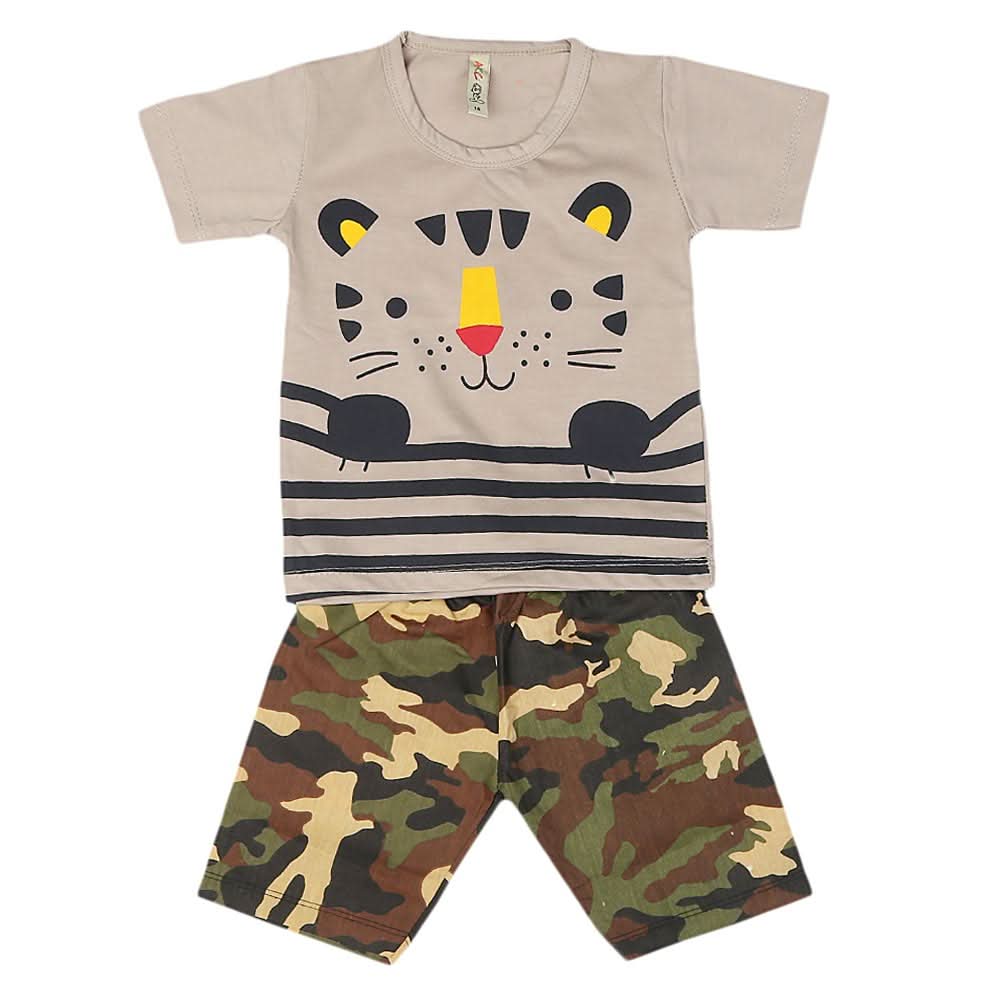 Boys 2 Pcs Suit Half Sleeves - Light Grey, Kids, Boys Sets And Suits, Chase Value, Chase Value